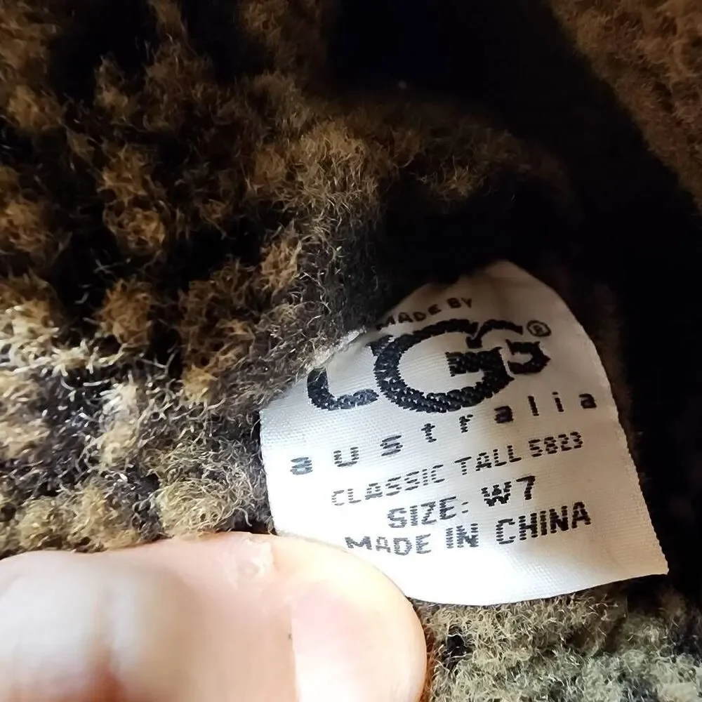 UGG Australia Size 7 Classic Tall Suede Metallic Bronze Sheepskin Boots